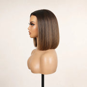 Side view of the Hugyoo Balayage Bob glueless human hair wig on a mannequin.